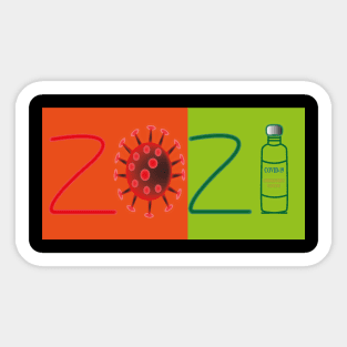 new year 2021 corona virus vaccine Sticker